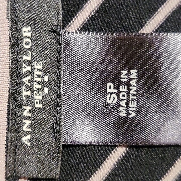 Anne Taylor Petite Black and Tan V-Neck Bodycon Striped Dress - Size SP - Picture 6 of 7